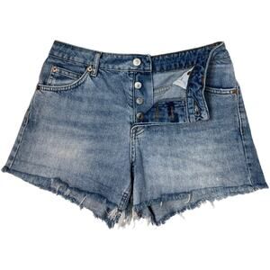 Topshop Moto Ashley Shorts frayed hem button fly